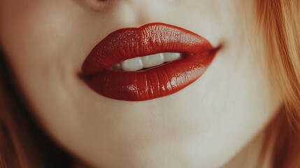 Close-up of two women's lips gently touching in a kiss, symbolizing love, intimacy, passion, and connection, highlighting beauty, desire, and tender affection