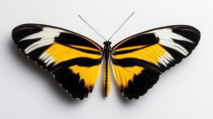 Fototapeta premium Close-up view of a vibrant butterfly with striking yellow and black wings displayed symmetrically