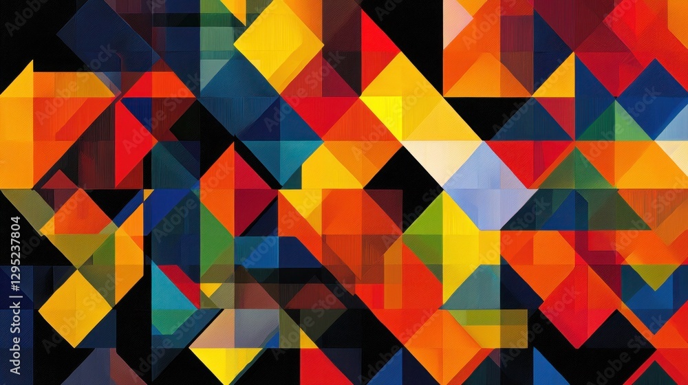 Poster colorful geometric pattern with bright shapes and dynamic design