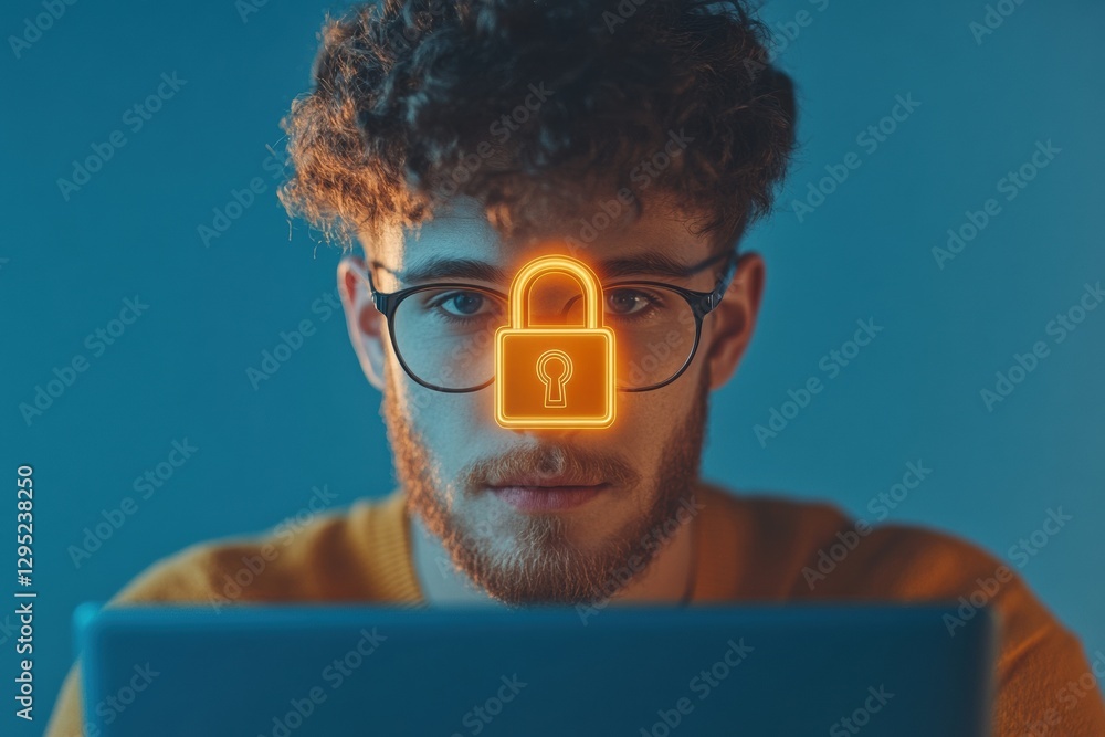 Aufkleber Cyber Guardian Next-Gen Digital Security Visualization for Millennial Tech Professionals - Holographic Data Protection in Immersive Visual Storytelling