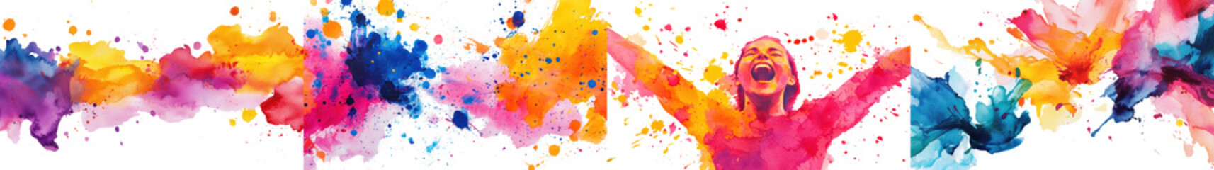 Fototapeta premium An abstract visually striking image featuring a dynamic explosion of vibrant colorful paint splatters and splashes in fluid flowing motion The image evokes a sense of energy joy