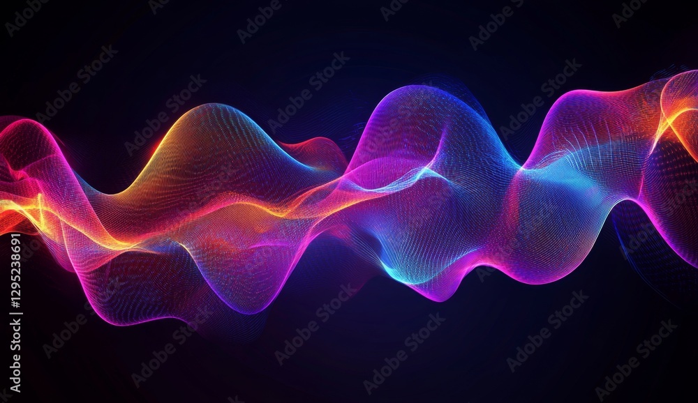 Poster abstract vibrant digital wave patterns on dark background