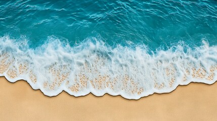 Obraz premium Tranquil Coastal Scene Turquoise Water and Soft Waves on Sandy Beach