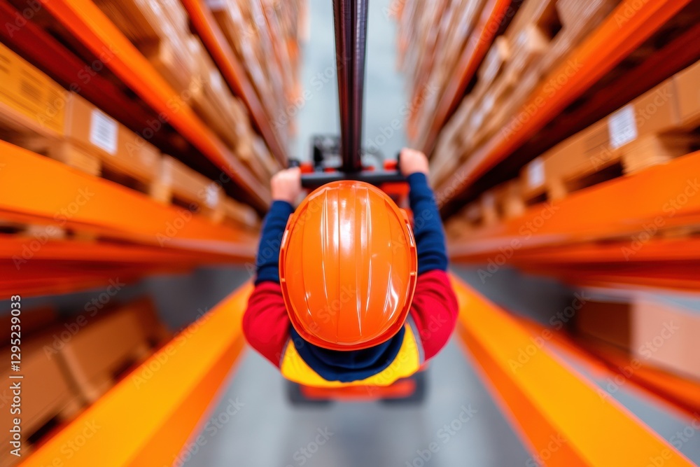 Aufkleber dynamic logistics innovation ai-enhanced warehouse safety workflow with high-visibility forklift ope