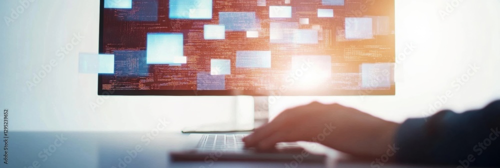 Aufkleber Hybrid Workspace Transformation Immersive Digital Workflow with AI-Enhanced Productivity, Blending Remote Connectivity and Ergonomic Innovation for Next-Gen Professional Environments
