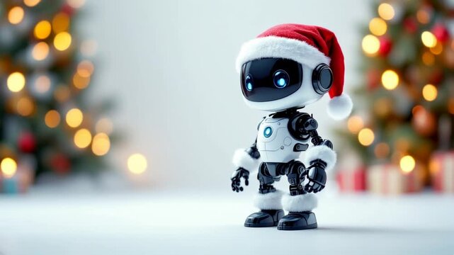 Cute robot santa claus created with generative ai