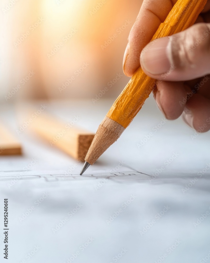 Fototapete precision sketching minimalist architectural design workflow with analog pencil technique - innovati