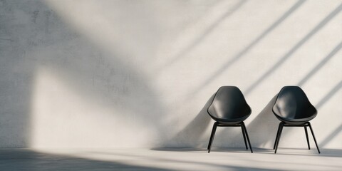 Minimalist Nordic Design Contemporary Sculptural Chairs in Monochrome Light Study - Scandinavian Workspace Aesthetic and Architectural Minimalism Showcase
