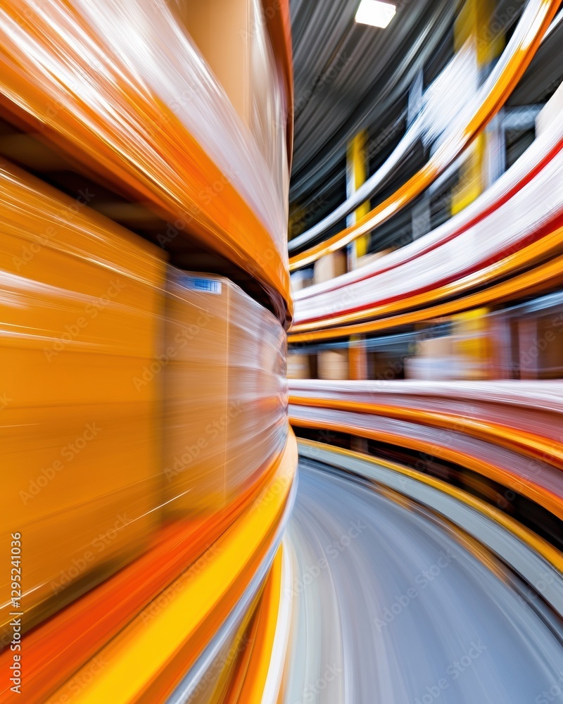 Poster Dynamic Velocity High-Performance Logistics and Supply Chain Innovation - Blurred Motion Design Capturing Modern Warehousing Efficiency and Technological Momentum