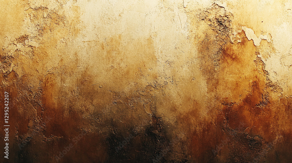 Poster warm rich abstract background in deep brown and gold gradients with grainy texture luxurious sophist