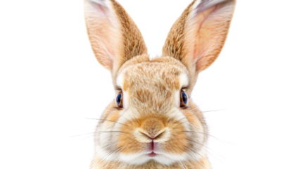Close-up of adorable rabbit with transparent background, perfect for easter projects
