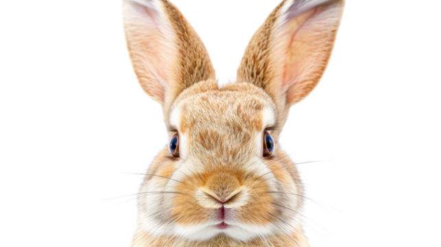 Close-up of adorable rabbit with transparent background, perfect for easter projects