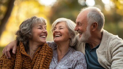 Fototapeta premium A happy family sitting together, all smiling and laughing, creating a heartwarming and loving scene