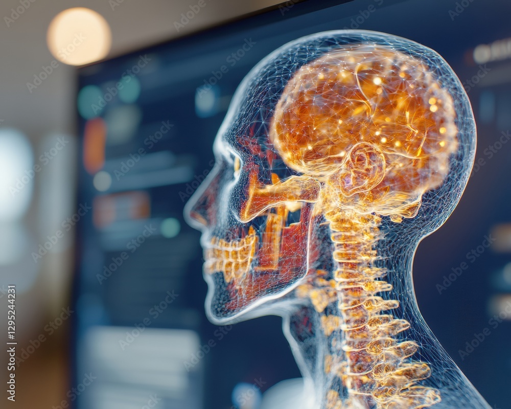 Aufkleber neurotech visualization cutting-edge medical ai of human brain anatomy - futuristic digital health i