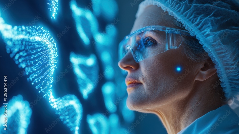 Poster future of healthcare ai-driven genetic research with immersive biotech visualization - pioneering pr