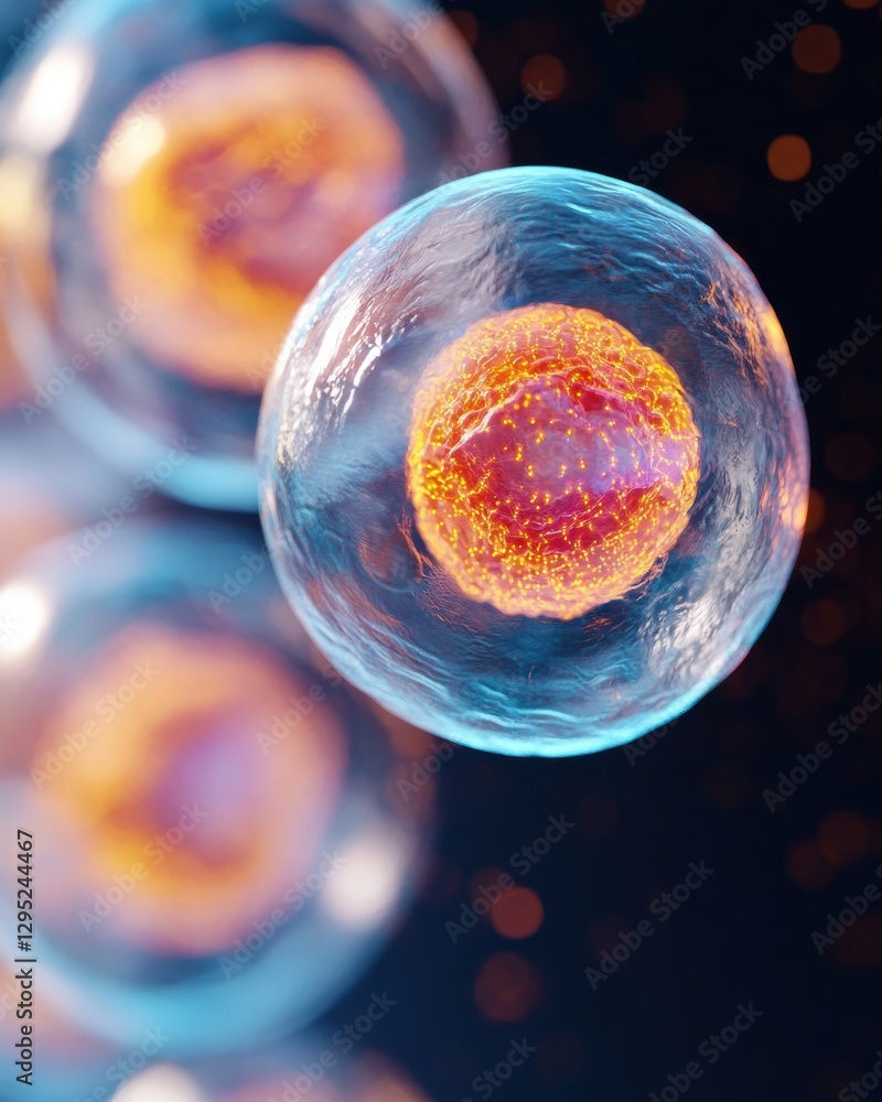 Poster microscopic horizons luminescent cellular visualization - cutting-edge biotech imagery for regenerat