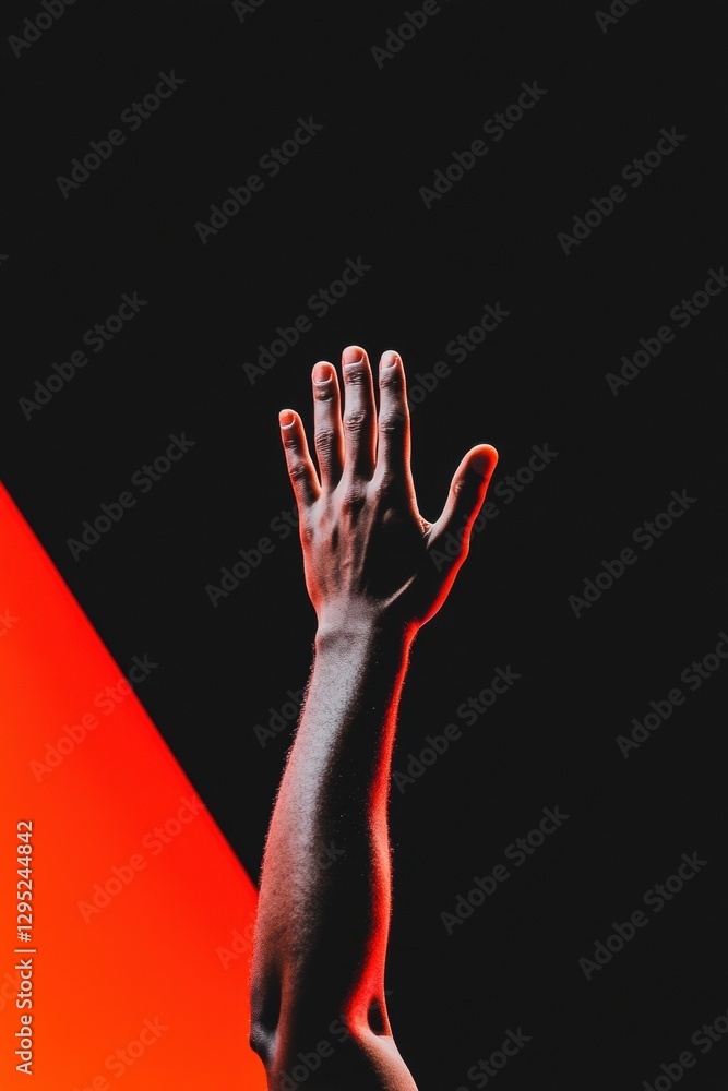 Poster Dynamic Engagement Visualization Minimalist Hand Silhouette in High-Contrast Red and Black - Empowered Professional Communication and Interactive Workplace Storytelling