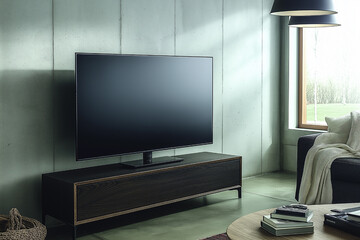 Modern Living Room with Stunning Landscape TV Display