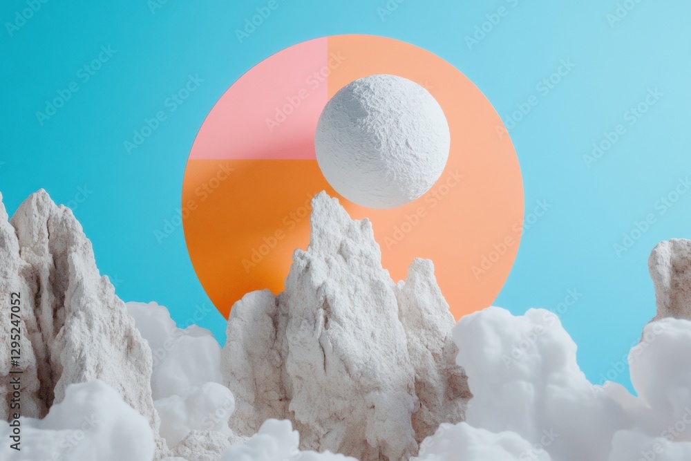 Aufkleber surreal minimal dreamscape ethereal texture landscape with pastel gradient - immersive digital art e