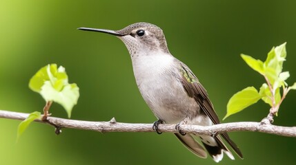 Fototapeta premium Detailed Close-Up of a Hummingbird Perched on a Branch