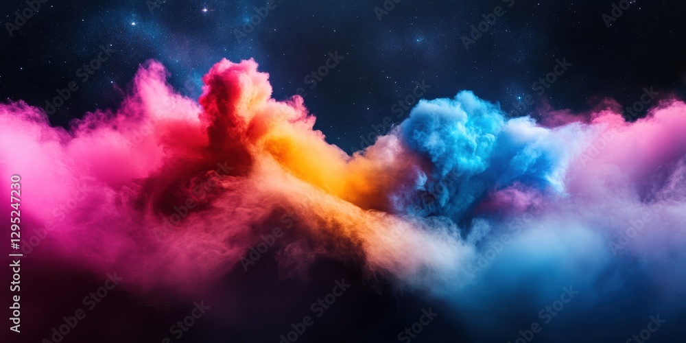 Aufkleber Chromatic Cosmos Immersive Digital Art Visualization of Nebular Color Dynamics - Cutting-Edge AI Visualization for Scientific and Creative Innovation