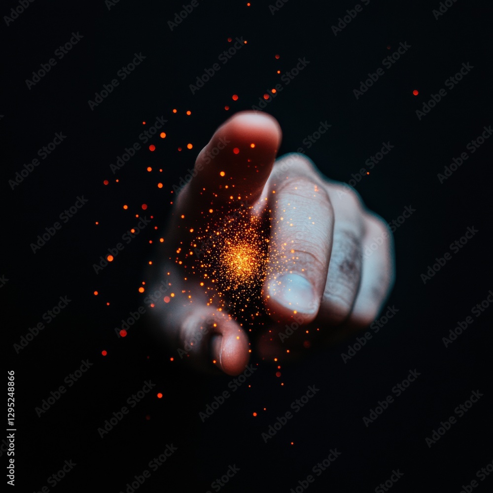 Poster Quantum Spark Innovation Immersive Digital Interaction Visualizing Transformative Technologys Explosive Potential in Next-Generation Creative Disruption