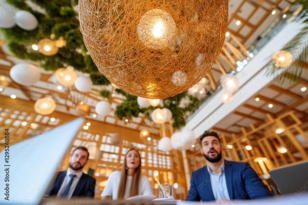 Aufkleber Transformative Workspace Design Innovative Collaborative Meeting with Organic Lighting and Architectural Wellness - Next-Gen Corporate Productivity Solutions