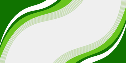 Abstract White and Green wave wide background banner modern arts green and white