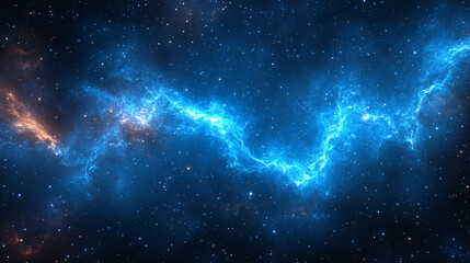 Hyperrealistic night sky with deep blue hues, glowing stars and wispy clouds, symbolizing mystery, infinite possibilities, and cosmic wonder in a modern artistic atmosphere