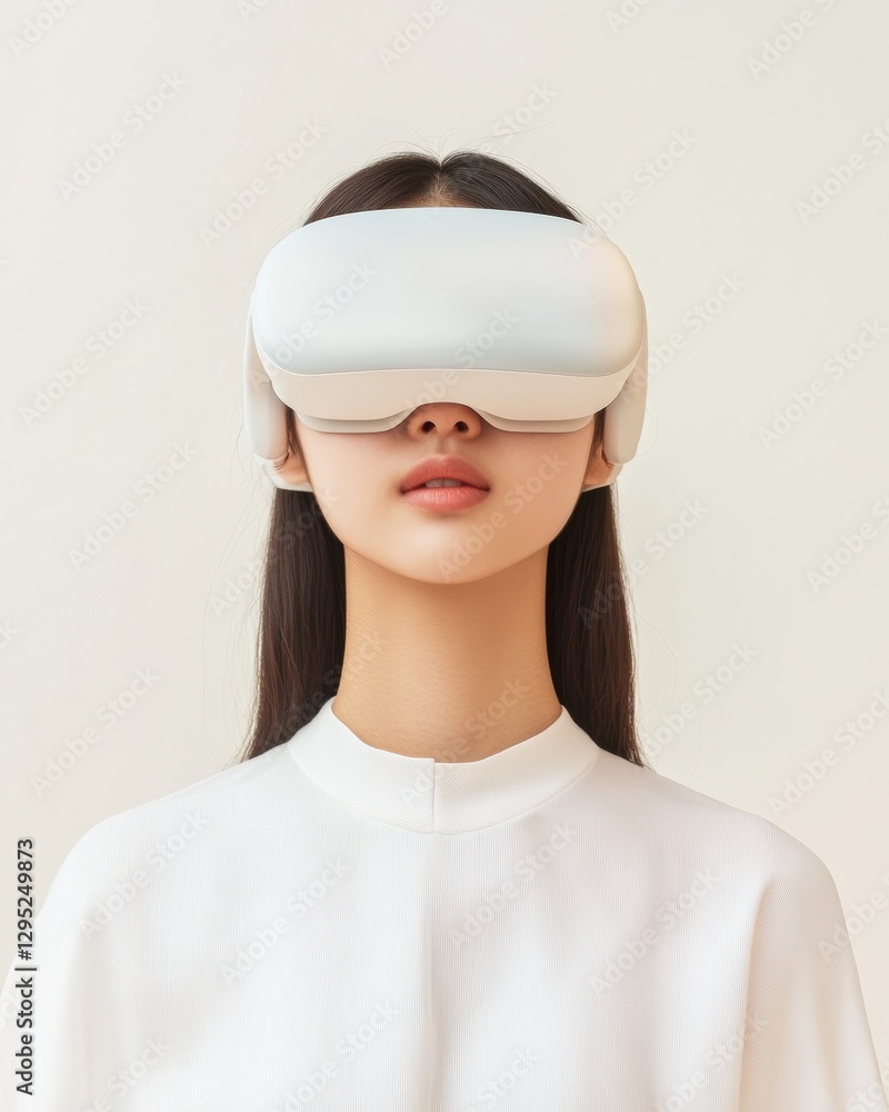 Poster immersive tech minimalism next-gen virtual reality experience with gen z innovation - sleek vr heads