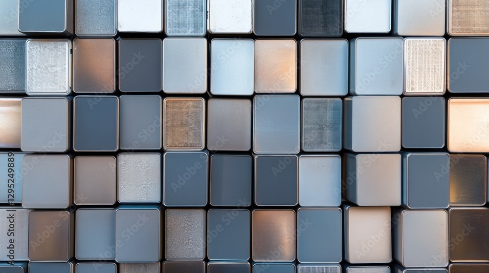 Poster Geometric Tech Mosaic Minimalist Data Storage Visualization with Precision Engineering - Next-Gen Digital Infrastructure Aesthetic