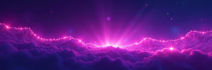 Fototapeta premium Glowing streaks of light creating purple night sky background, vibrant, wallpaper