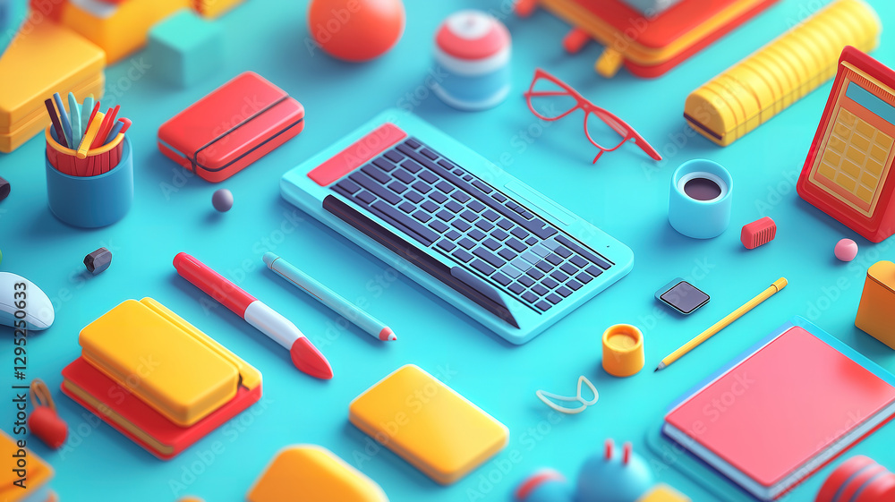 Poster online education platform with digital courses and tutorials for interactive learning experience