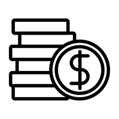Coin Stack Vector Line Icon Design