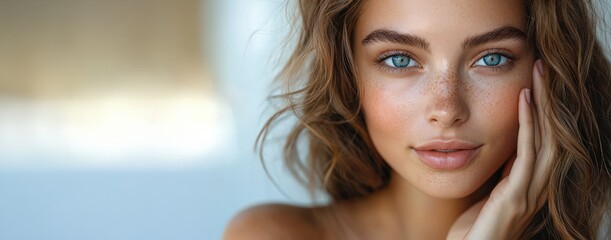 Fototapeta premium Fresh and Radiant Skin – Close-Up Beauty Portrait of a Young Woman.