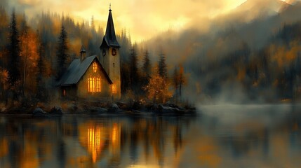 Obraz premium church in the mountains