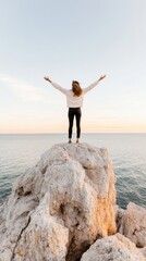 Mindful Metamorphosis Empowered Wellness Journey of Gen Z Self-Discovery and Digital Resilience in Coastal Minimalist Landscape