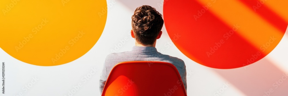 Aufkleber bold minimalist workspace vibrant color-block design capturing contemporary professional focus and c
