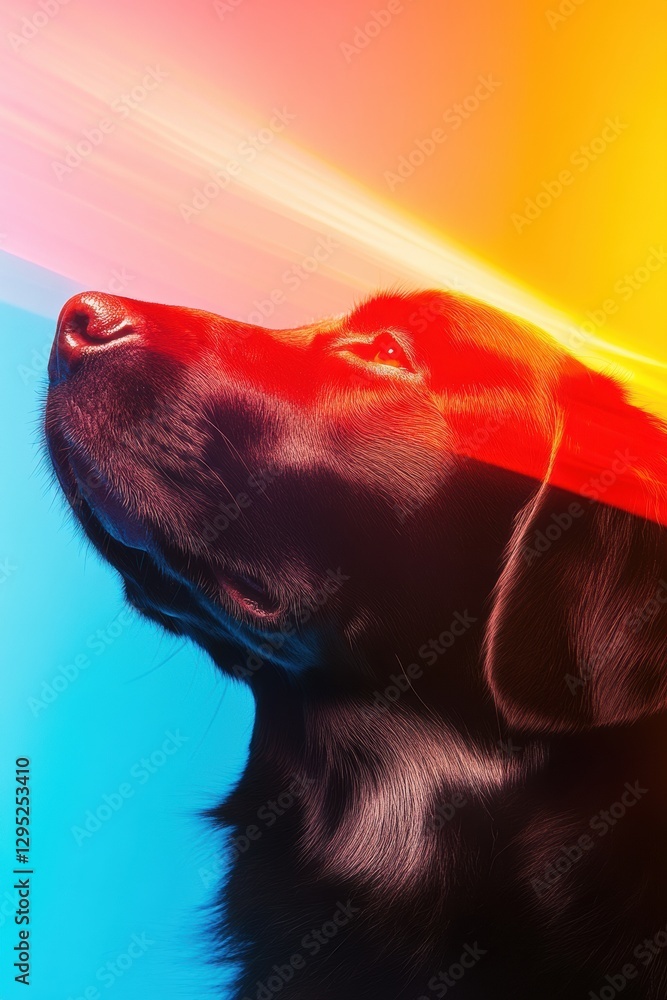 Aufkleber chromatic canine serenity vibrant color-block pet exploring emotional depth and modern visual storyt