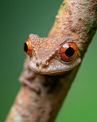 Eco-Resilience Spotlight Vibrant Tree Frog Macro - Biodiversity Conservation and Climate Adaptation Visual Storytelling
