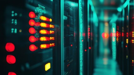 High Contrast Server Room with Blurred Background