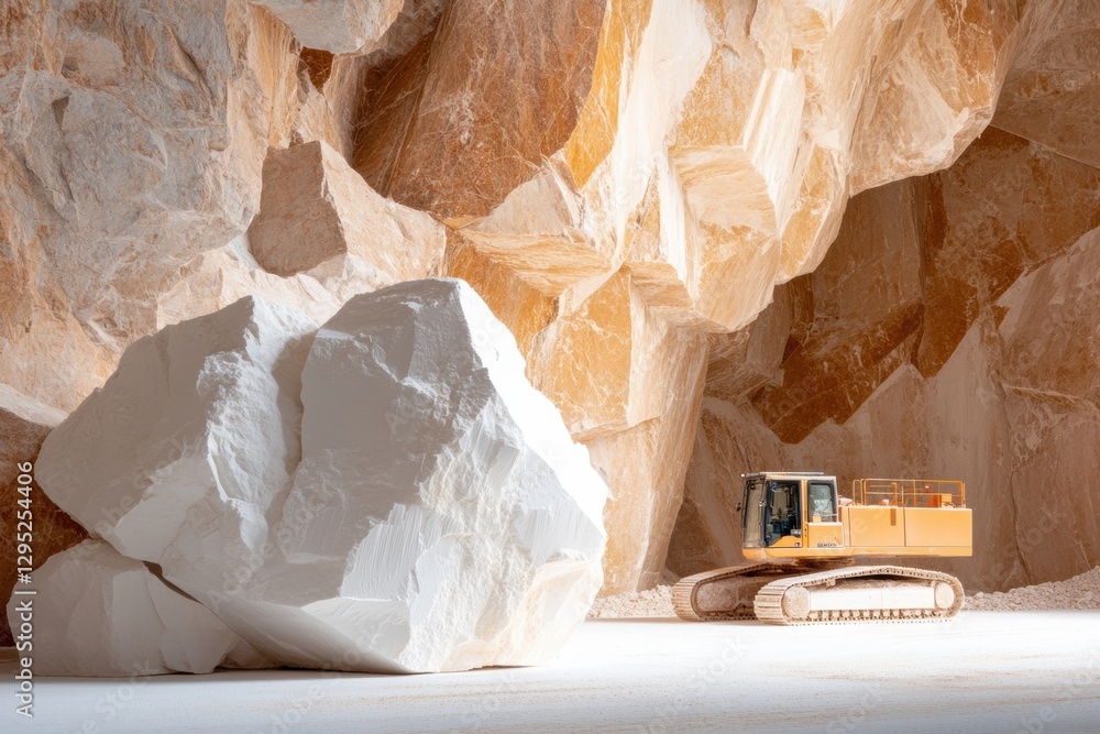 Poster next-gen industrial extraction precision marble quarry technology showcasing sustainable resource ma