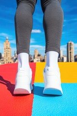 Urban Wellness Revolution Vibrant Pop Fitness Aesthetic Showcasing Dynamic Metro Workout Style with Minimalist Color-Block Performance Wear