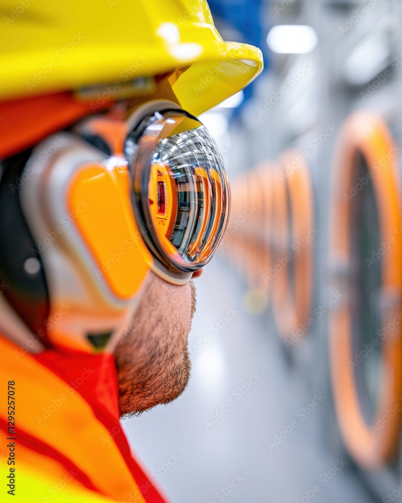 Poster tech-forward safety immersion augmented reality inspection in advanced industrial performance with n