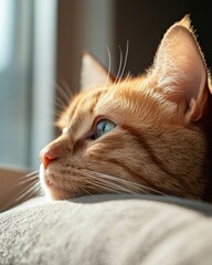 Minimalist Pet Wellness Serene Ginger Cat in Soft Natural Light - Lifestyle Comfort and Modern Animal Care