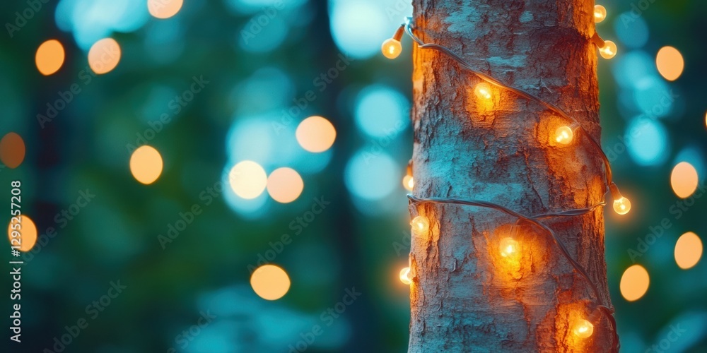 Poster enchanting eco-ambient illumination vintage string lights transforming natural spaces into magical e