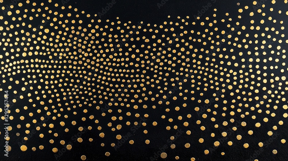 Poster golden dots creating patterns on a black background abstract design