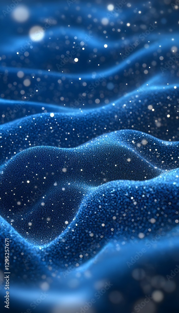Aufkleber abstract blue waves covered with sparkling particles and bokeh