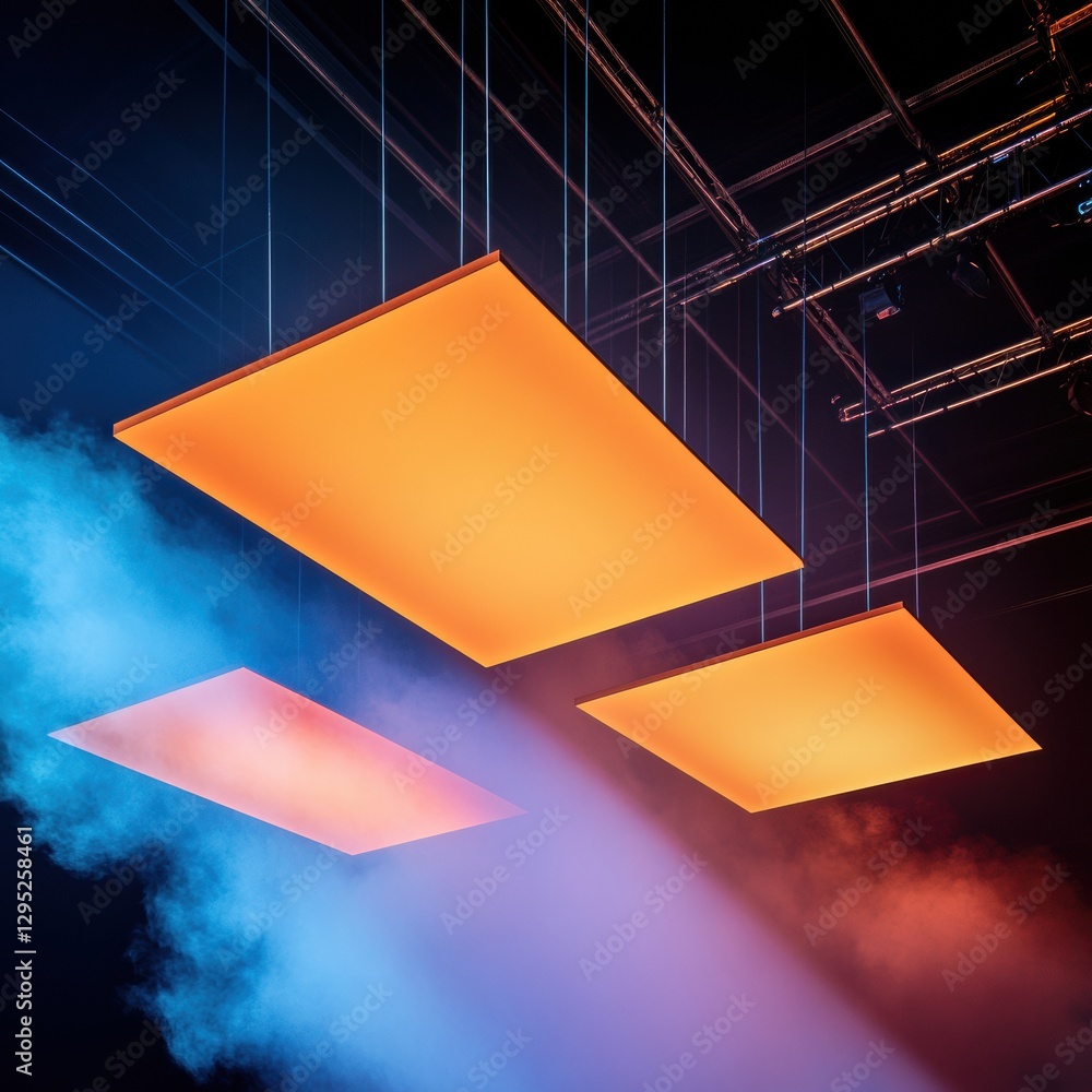 Poster immersive lighting design futuristic led panel installation with atmospheric smoke effects - cutting