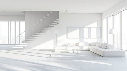 Fototapeta premium Modern Minimalist Living Room with Soft Lighting